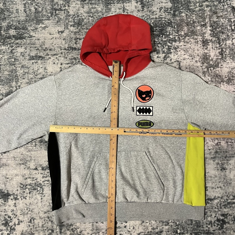 Puma Men's Playbook Hoodie Don't Flinch Pullover Patch Red Hood Pocket L XL ? - Picture 2 of 9